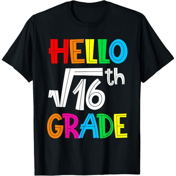 Back to school 4th Grade Square Root of 16 math kids teacher T-Shirt100%Cotton