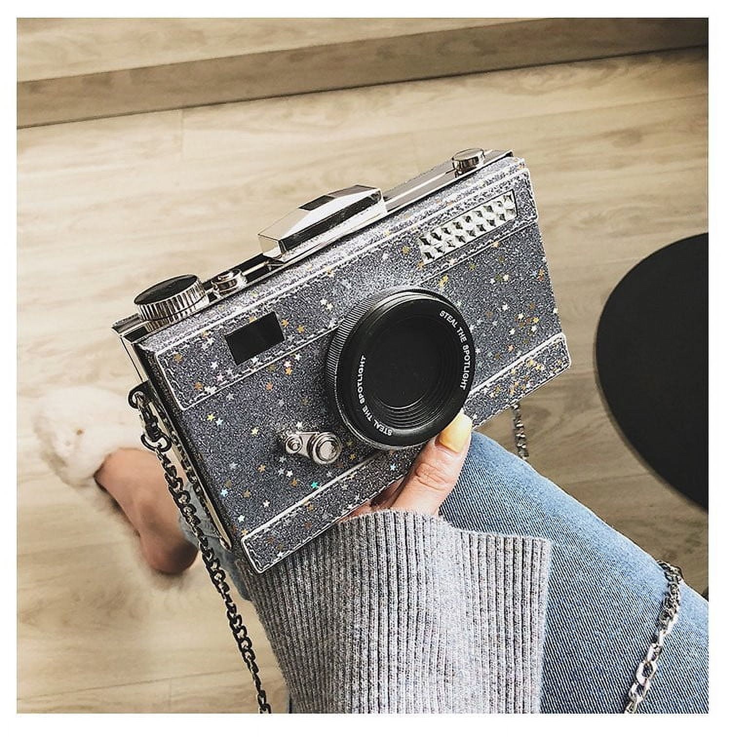 Backtoschool Faves! Mlkoz Glitter Camera Shaped Bag,Crossbody Bag Evening Camera Shaped Purse