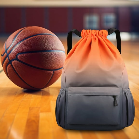 Back to school Saving!Fnyoxu Sports Backpacks Large Capacity Drawstring Gym Bag Backpack with Wide Drawstring Outer Pocket for Quick Access(Orange)