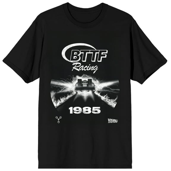Back to the Future BTTF Tailgate Racing Adult Black Crew Neck Short Sleeve Tee-XS