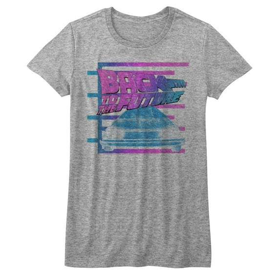 Back to the Future Barred Future Gray Junior Women's T-Shirt