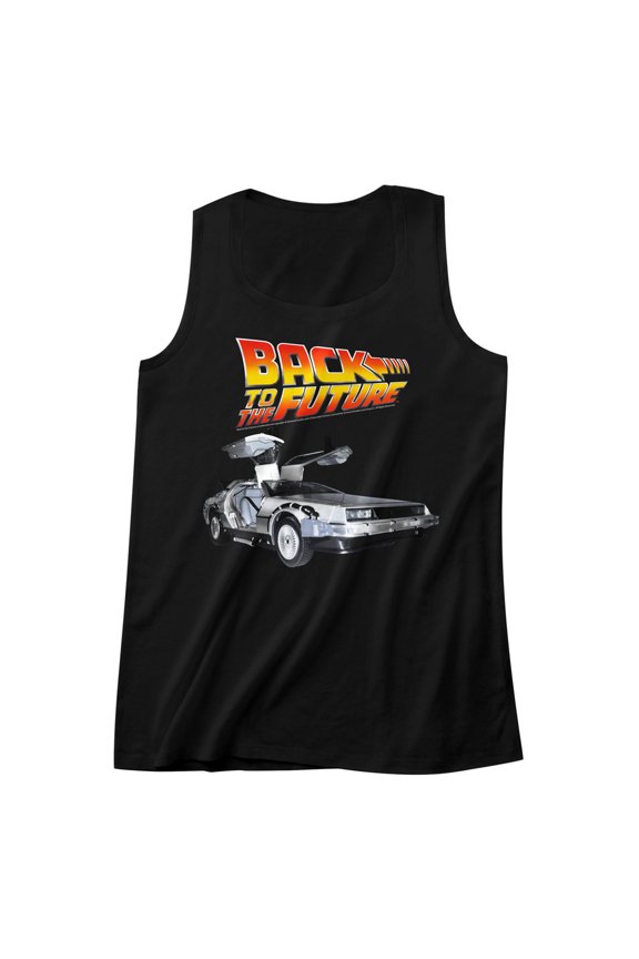 Back to the Future Car Black Adult Tank Top