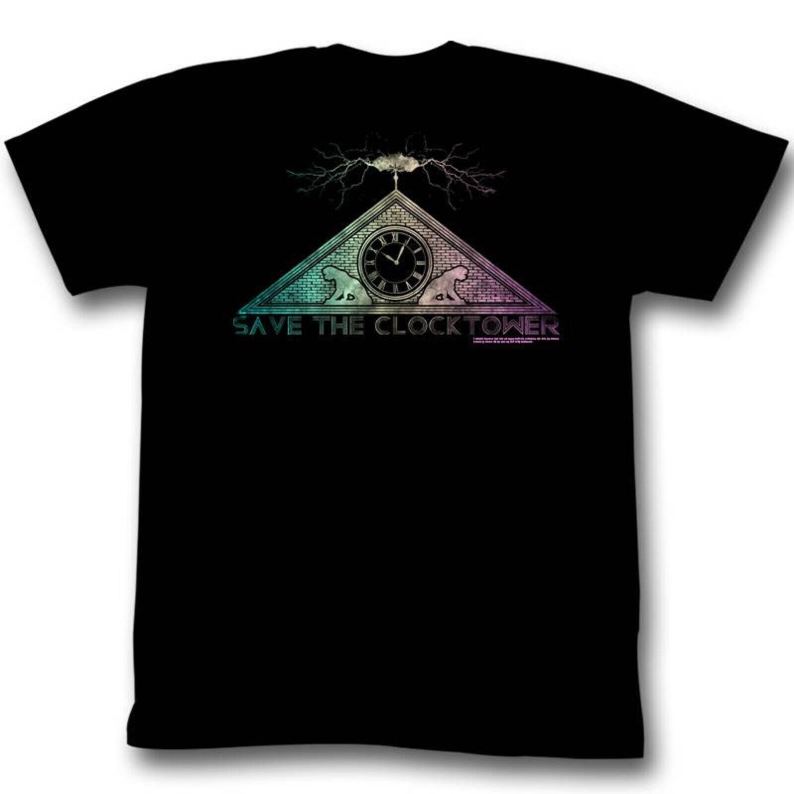 Back to the Future Clock Tower Black Adult TShirt