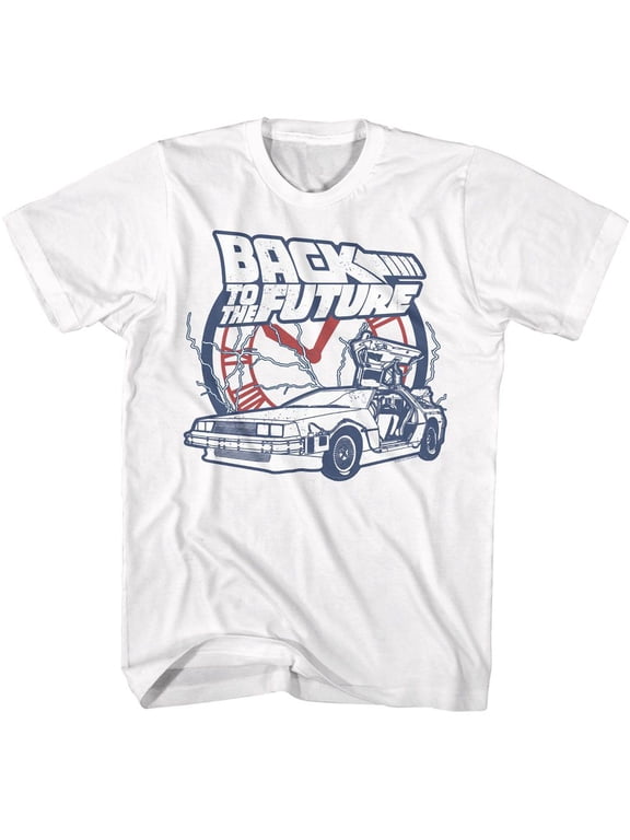 Back to the Future Clock and Lightning White T-Shirt