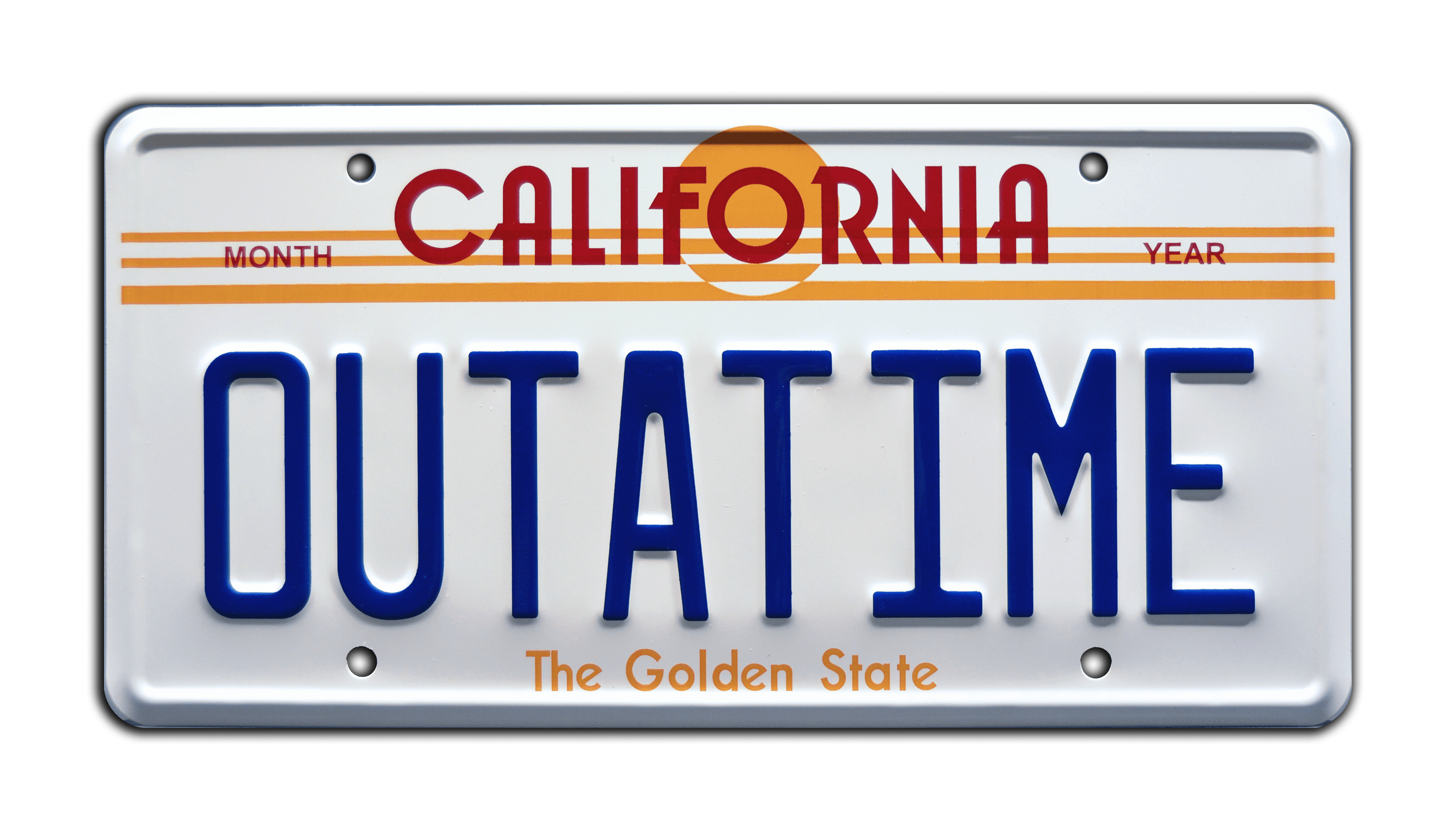 CELEBRITY MACHINES Back to the Future | DeLorean Time Machine | OUTATIME | Metal Stamped Replica Prop License Plate