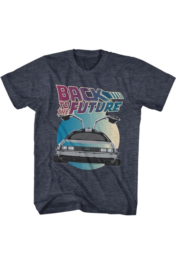 Back to the Future Delorean Circle Navy Heather T-Shirt