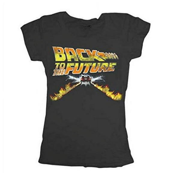 Back to the Future Flames Black Juniors T-shirt (XL)