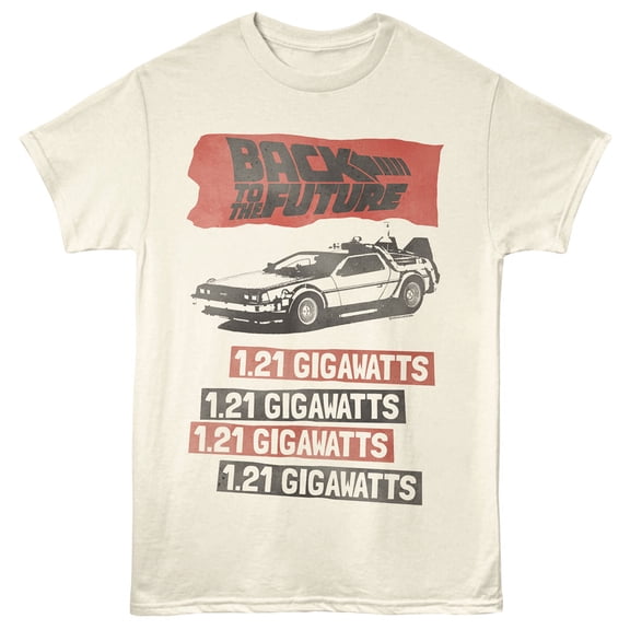 Back to the Future Gigawatts Men's T Shirt (Ivory, AdultL)
