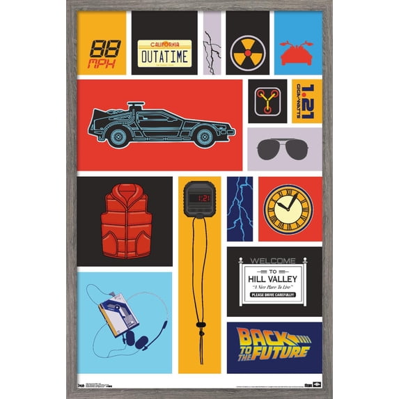 Back to the Future - Grid Wall Poster, 22.375" x 34", Framed