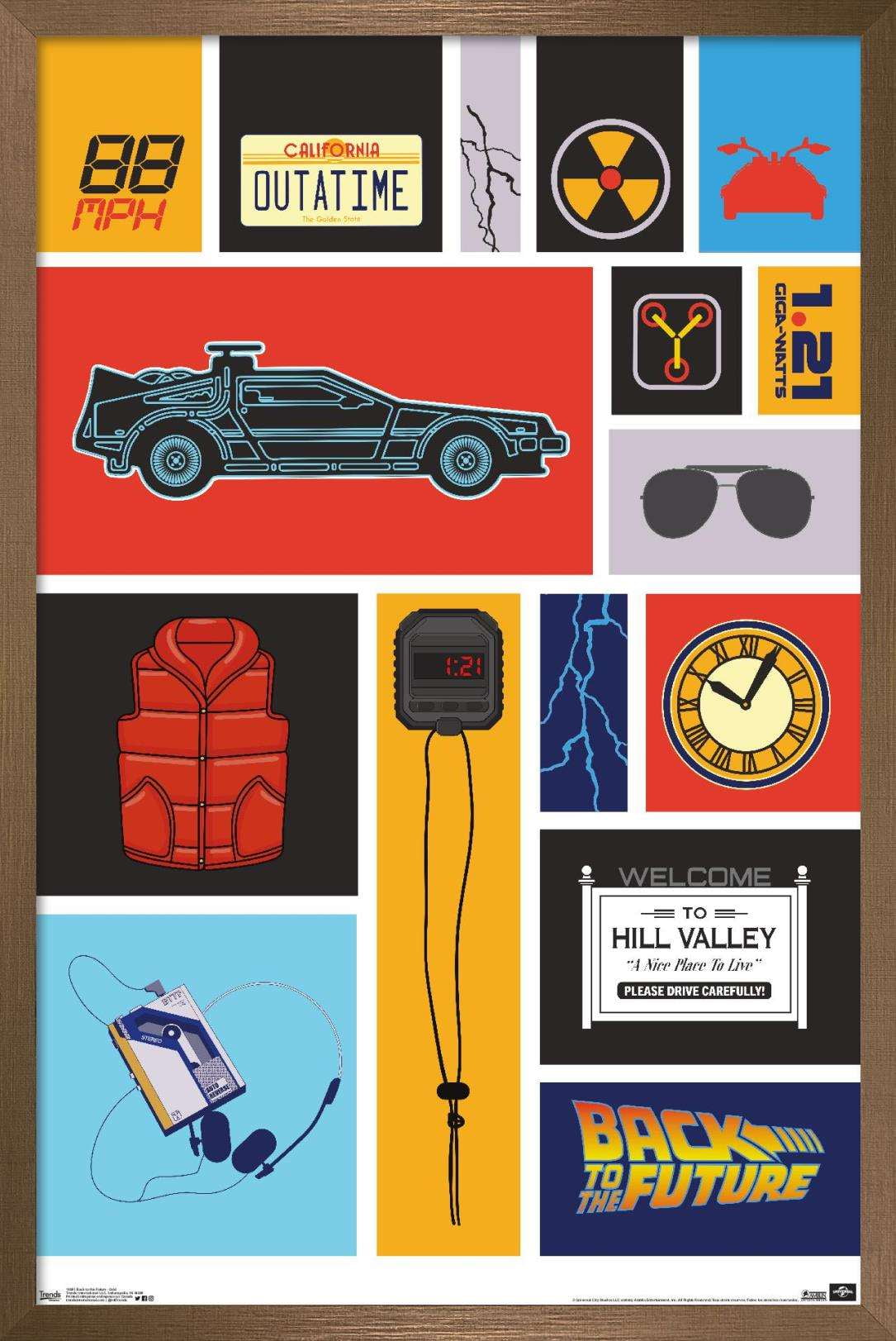 Back to the Future - Grid Wall Poster, 22.375" x 34", Framed