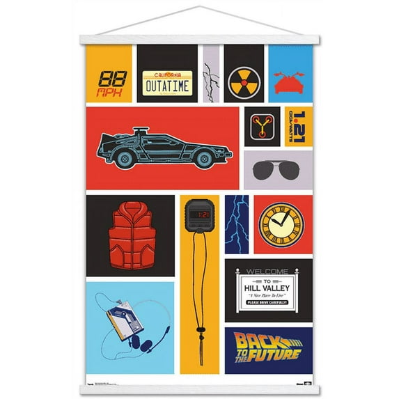 Back to the Future - Grid Wall Poster with Wooden Magnetic Frame, 22.375" x 34"