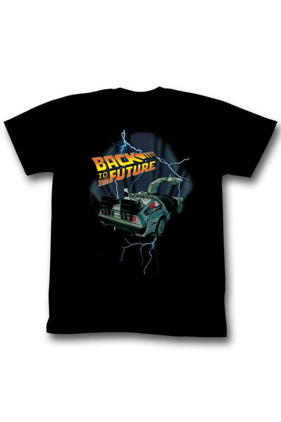 Back to the Future Lightning Car Adult T-Shirt