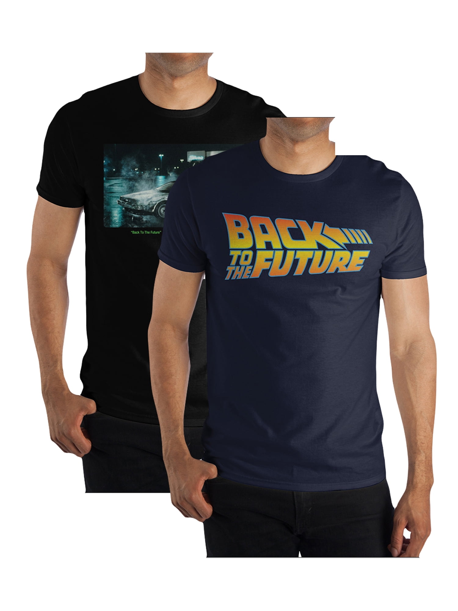 Back to the Future Logo & DeLorean Men's and Big Men's Graphic Tee Shirts 2-Pack Bundle
