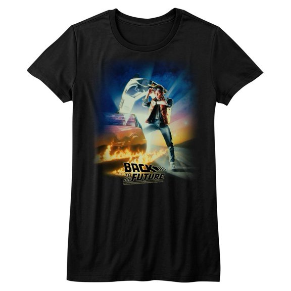 Back to the Future Movie Poster Black Junior Women's T-Shirt