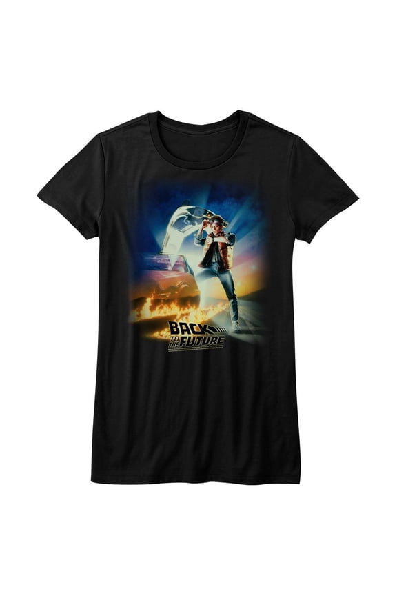 Back to the Future Movie Poster Black Junior Women's T-Shirt