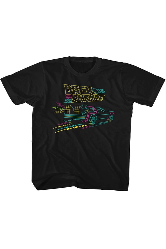 Back to the Future Neon Future Black Youth T-Shirt