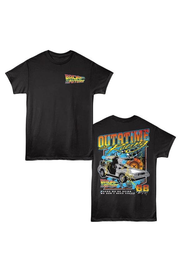 Back to the Future Outatime Racing 88 Men's T Shirt (Black, AdultL)