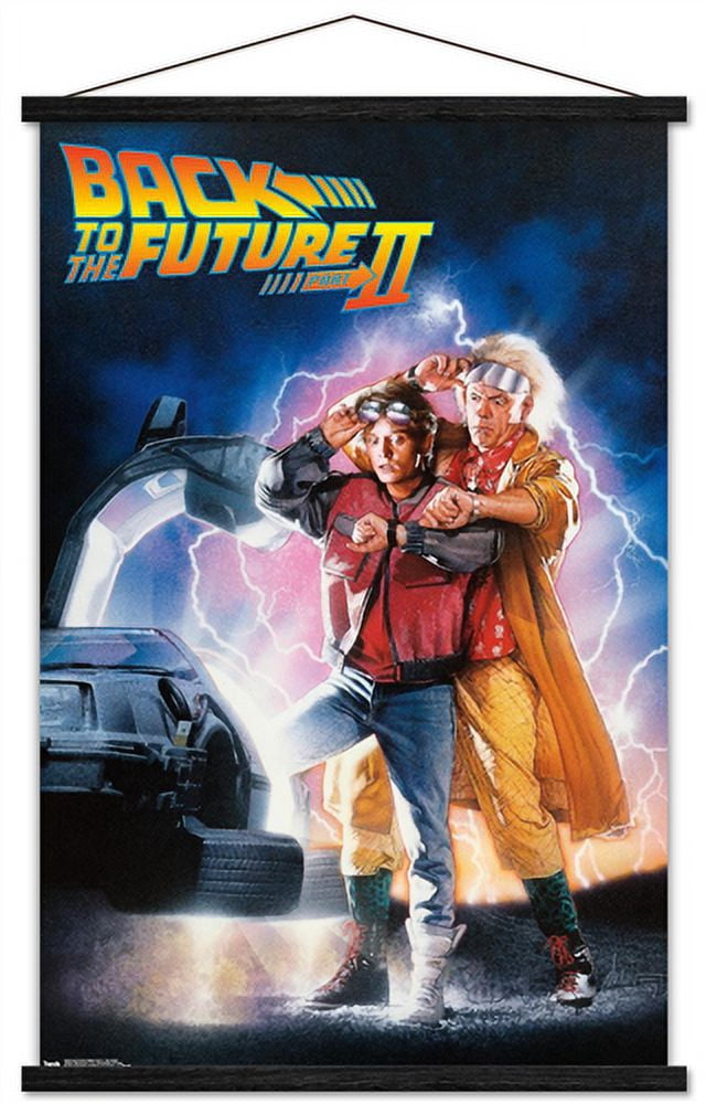 Back to the Future Part II - One Sheet Wall Poster with Wooden Magnetic Frame, 22.375" x 34"
