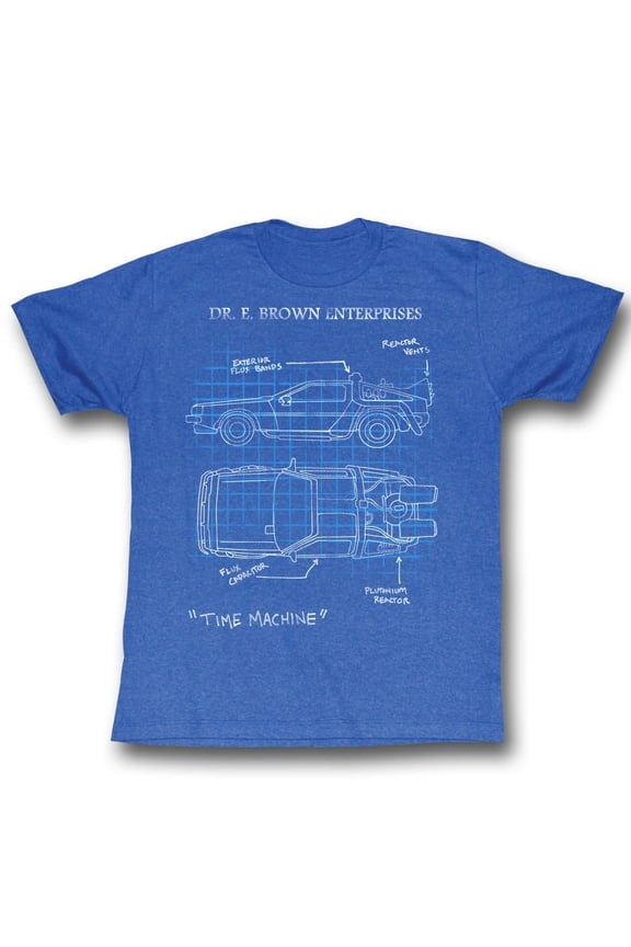 Back to the Future Delorean Schematic Royal Adult T-Shirt