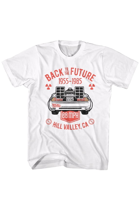 Back to the Future Vintage Delorean Back White Adult T-Shirt