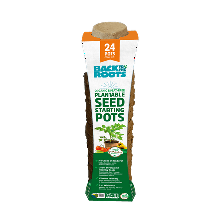 Back to the Roots 2.4" Wide Organic Plantable Seed Starting Pots (24 Count).