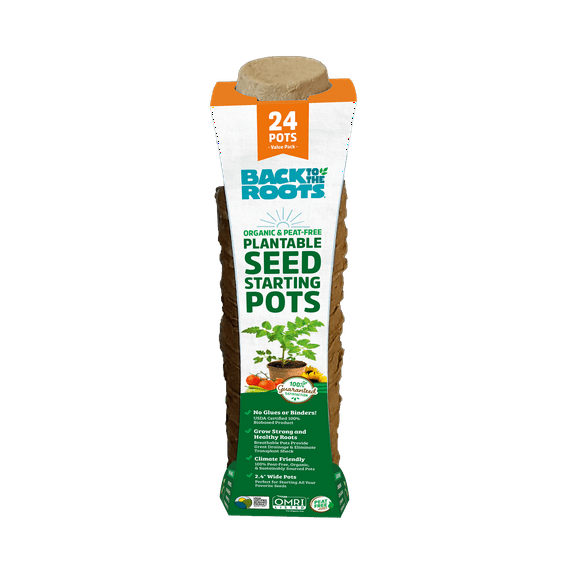 Back to the Roots 2.4" Wide Organic Plantable Seed Starting Pots (24 Count).