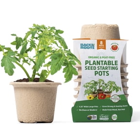 Back to the Roots 4.25" Organic Biodegradable Seed Starting Pots, Plantable Fiber (8 Pack)
