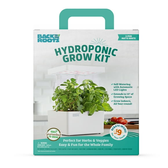 Back to the Roots Hydroponic Grow Kit, 3-Pod Matte White