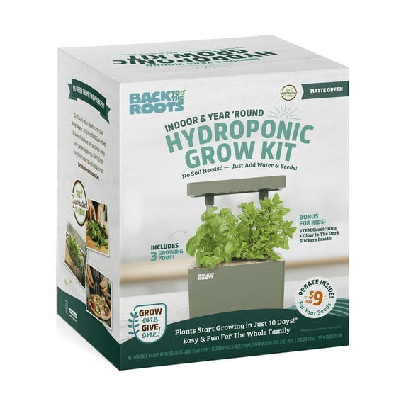 Back to the Roots Hydroponic Grow Kit 3-Pod System - Matte Green