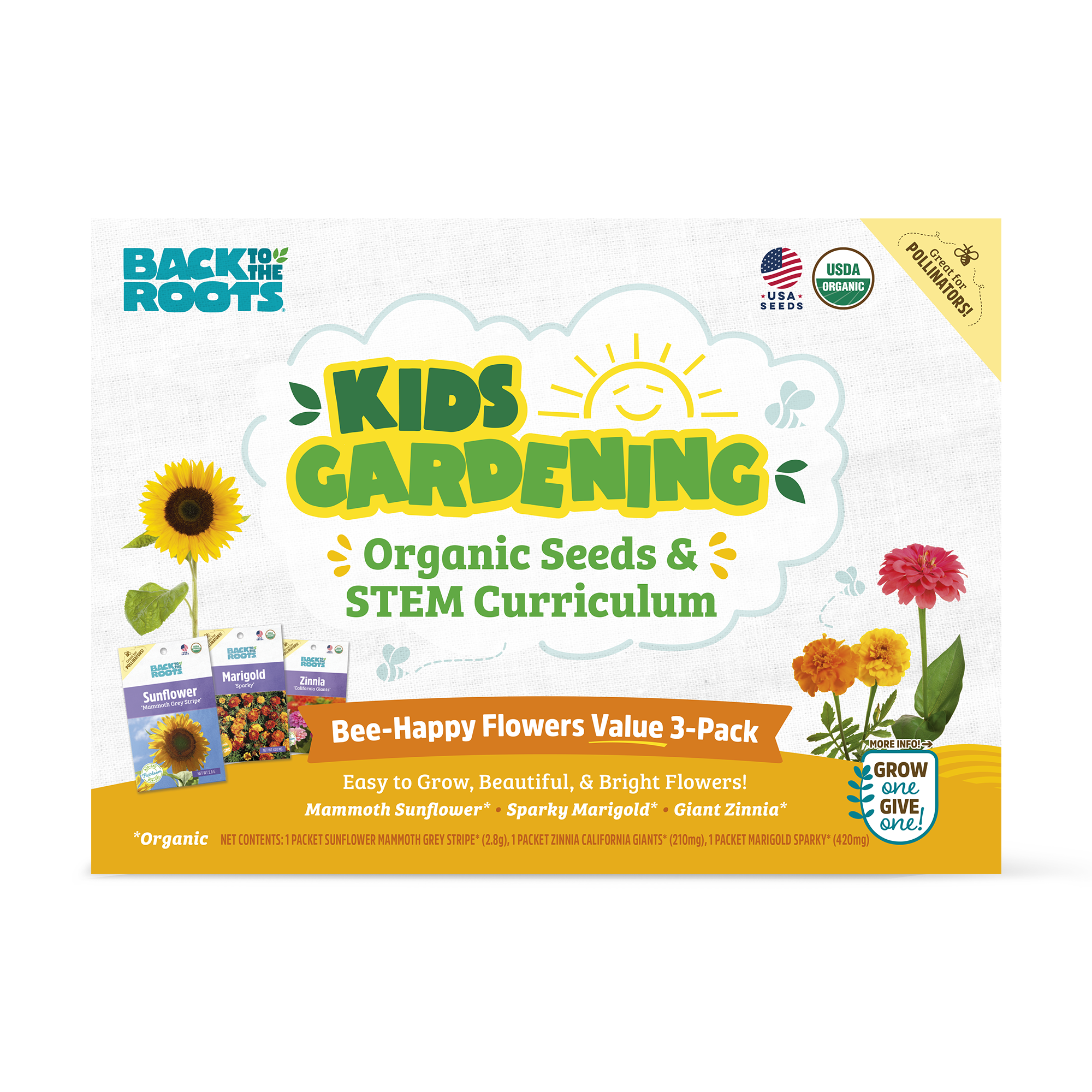 Back to the Roots Kids Gardening Organic Flower Seeds and STEM Curriculum (3 Pack) - image 1 of 5