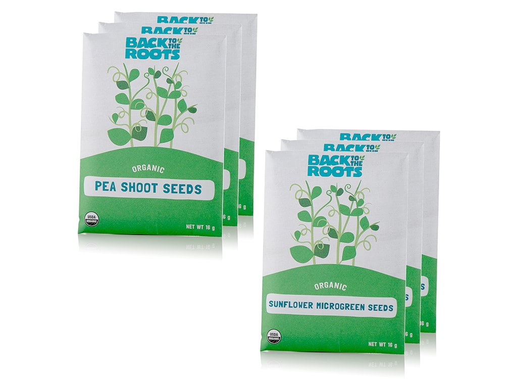 Back to the Roots Microgreen Sunflower and Organic Pea Shoot Plant Seeds (6 Pack)