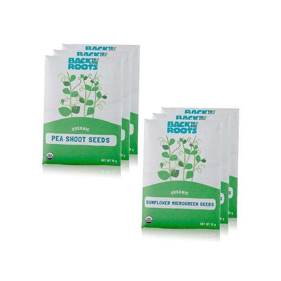 Back to the Roots Microgreen Sunflower and Organic Pea Shoot Plant Seeds (6 Pack)