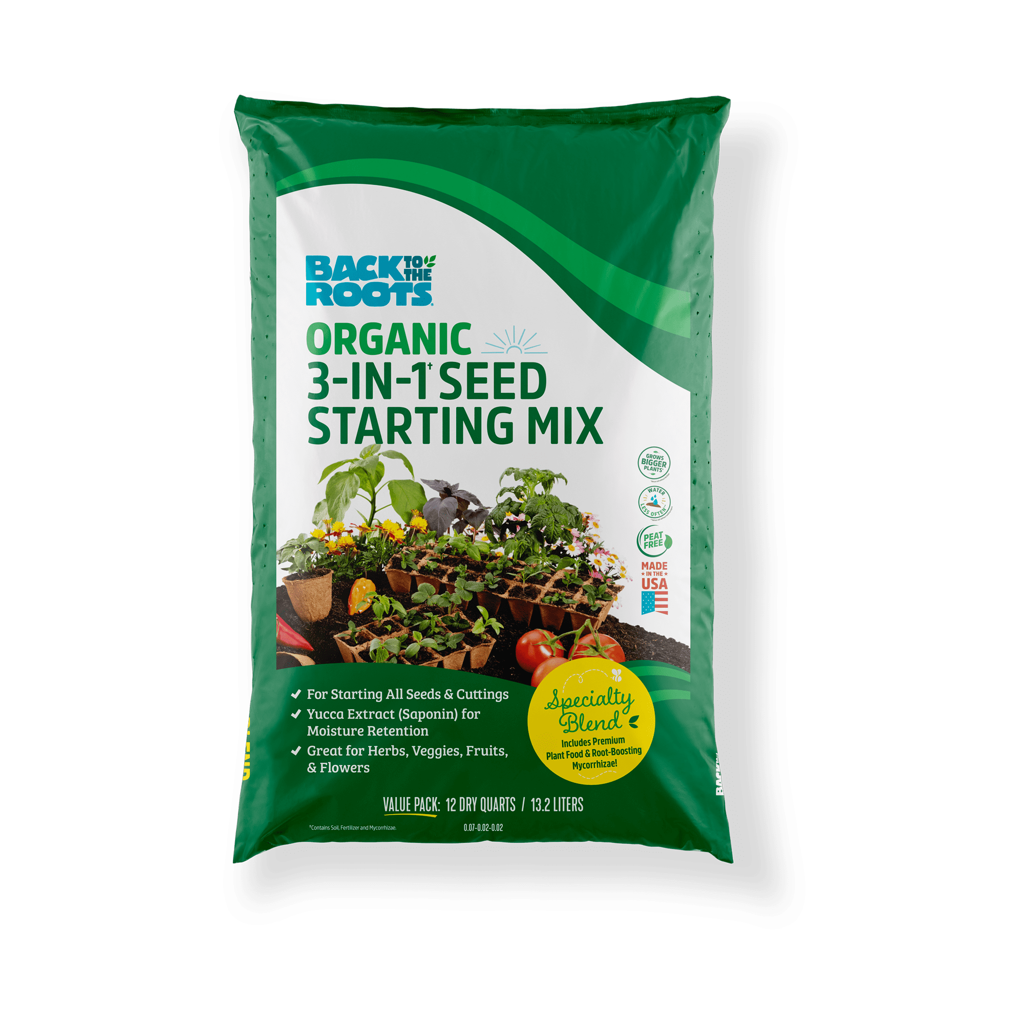 Back to the Roots Natural and Organic 3in1 Seed Starting Mix, Premium