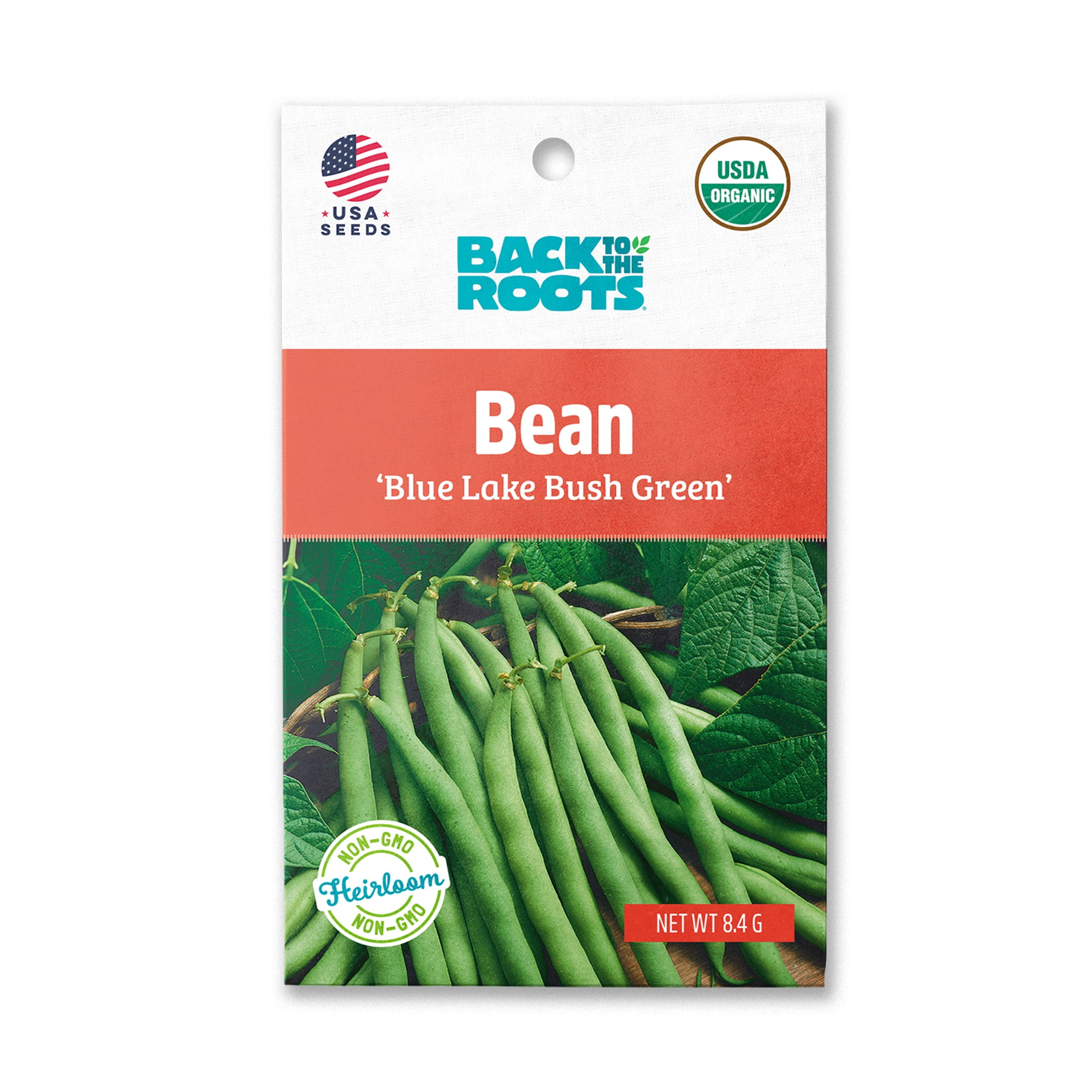 Back to the Roots Organic Blue Lake Bush Green Bean Garden Seeds, 1