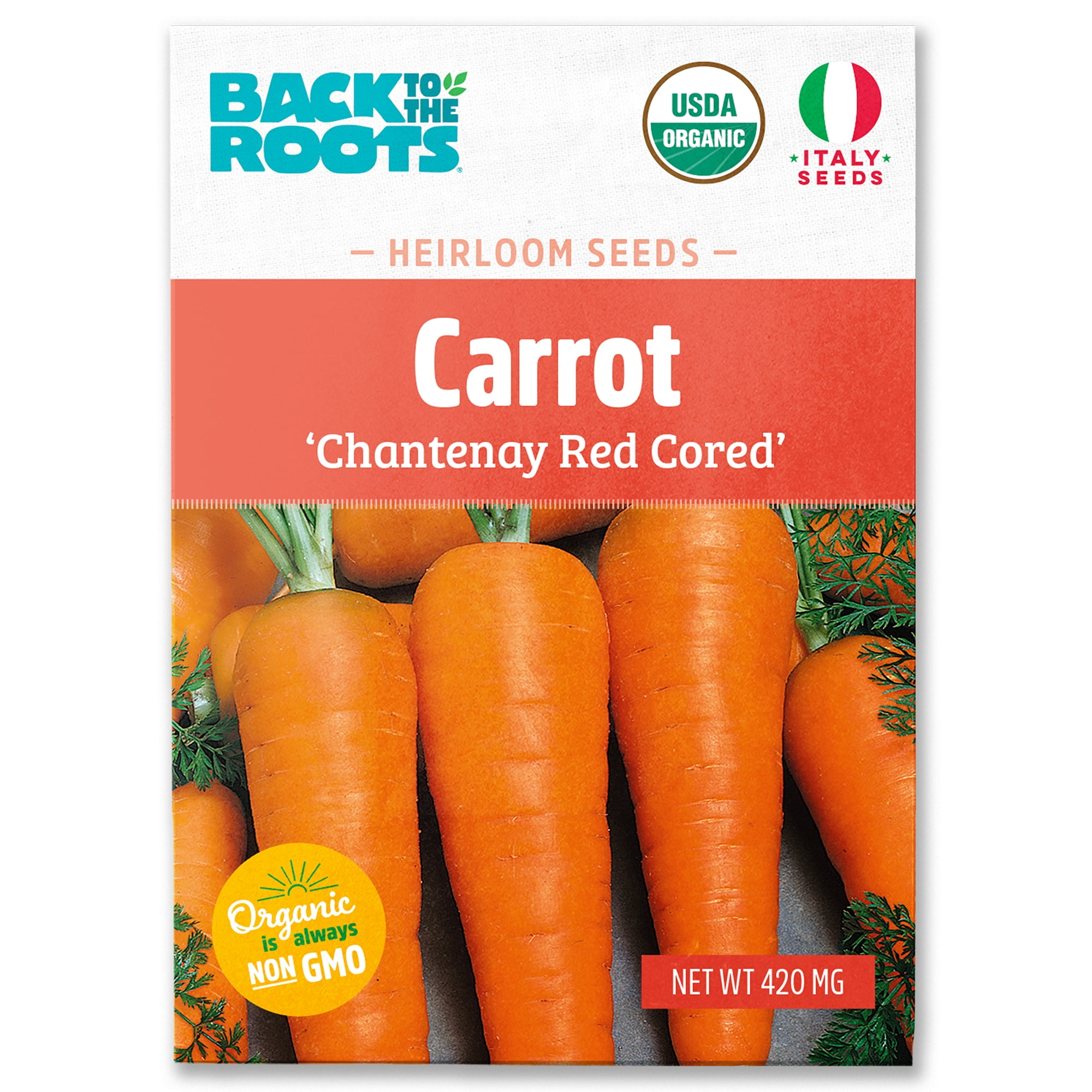 Back to the Roots Organic Chantenay Red Cored Carrot Seed Packet