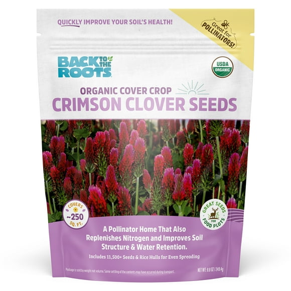 Back to the Roots Organic Crimson Clover Cover Crop Seeds, covers ~250 sq. ft.