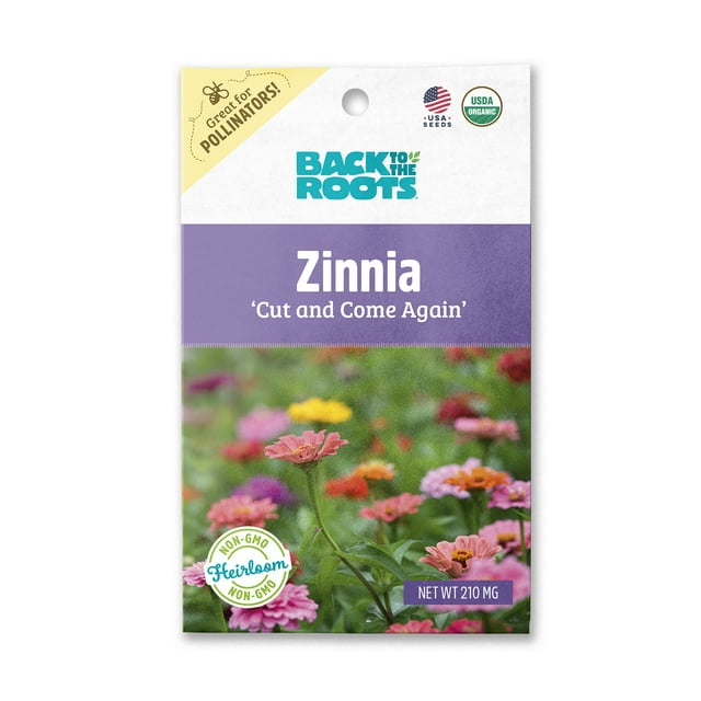Back to the Roots Organic Cut and Come Again Zinnia Flower Seeds, 1
