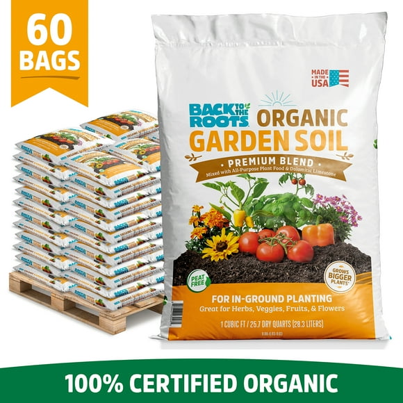 Back to the Roots Organic Garden Soil Pallet, 60 1 cu. ft. bags, 1900lb