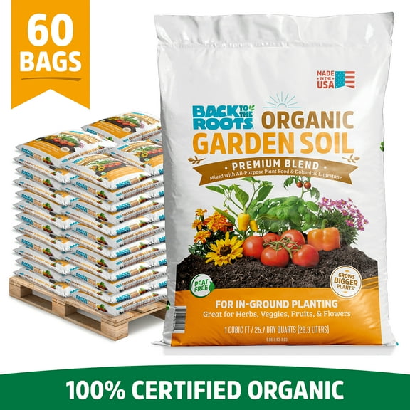 Back to the Roots Organic Garden Soil Pallet, 60 1 cu. ft. bags, 1900lb