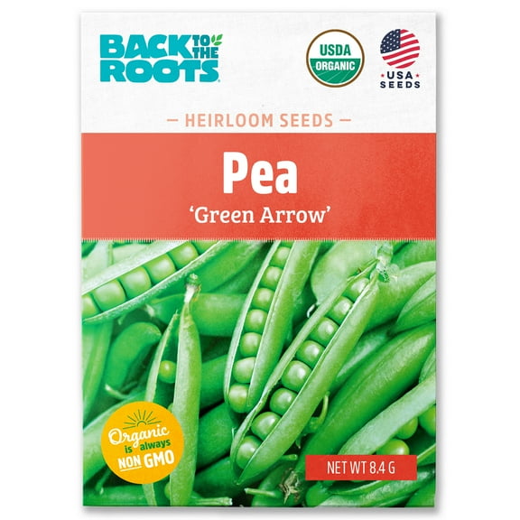 Back to the Roots Organic Pea 'Green Arrow', 1 Seed packet