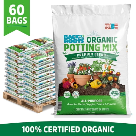 Back to the Roots Organic Potting Mix Pallet, 60 1 Cu. ft. Bags, 1900lb