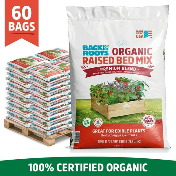 Back to the Roots Organic Raised Bed Mix Pallet, 60 1 cu. ft. bags, 1900lb