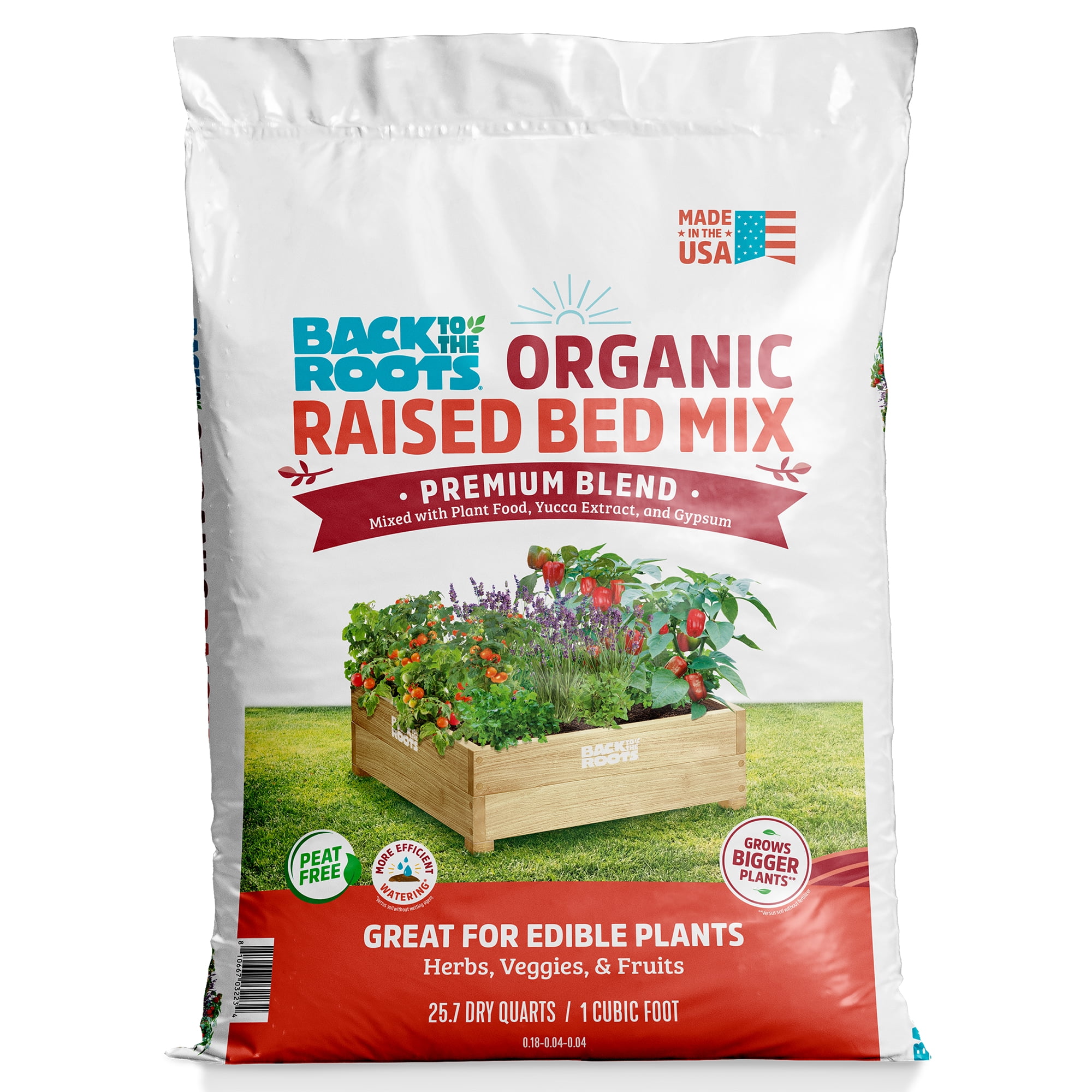 Back to the Roots Organic Raised Bed Soil Mix Premium Blend, 1 cu ft