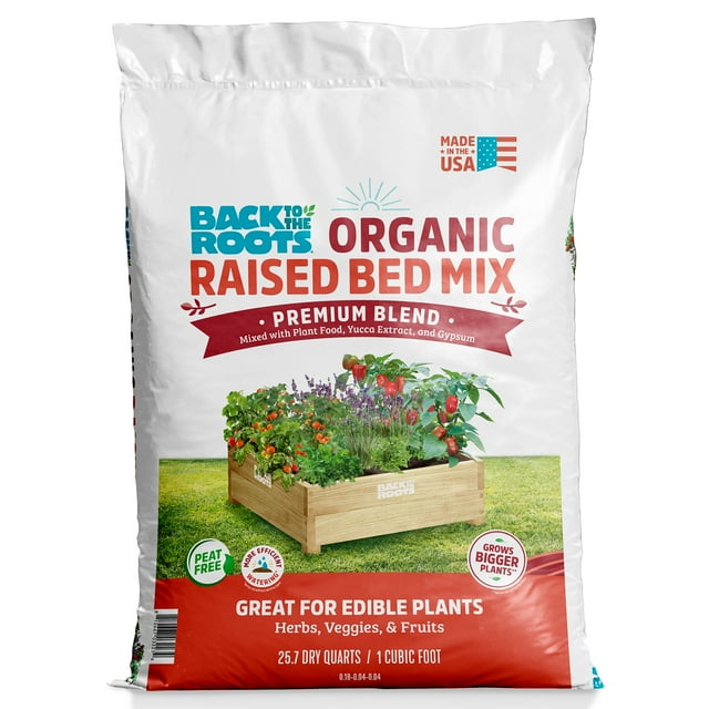 Back to the Roots Organic Raised Bed Soil Mix Premium Blend, 1 cu ft