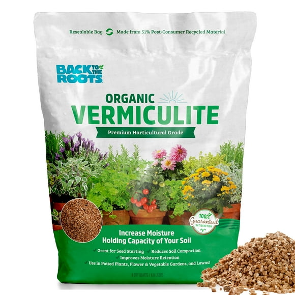 Back to the Roots Organic Vermiculite for Garden Soil, 8 qt