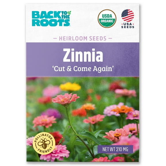Back to the Roots Organic Zinnia 'Cut and Come again', 1 Seed packet