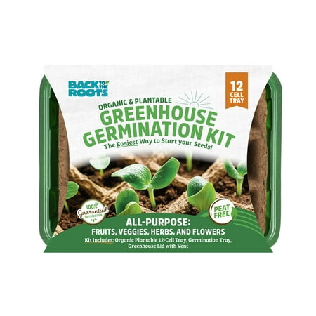 Back to the Roots Organic and Plantable Greenhouse Germination Kit, 12 Cell Germination Tray, 6.125″ x 8.125″