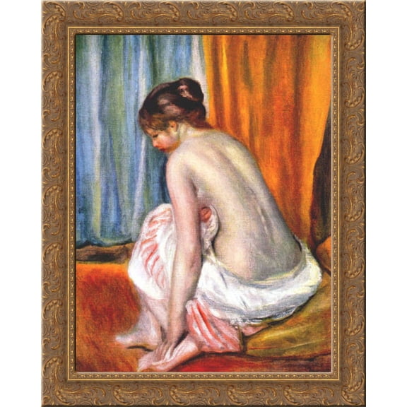 Back view of a bather 20x24 Gold Ornate Wood Framed Canvas Art by Renoir, Pierre Auguste