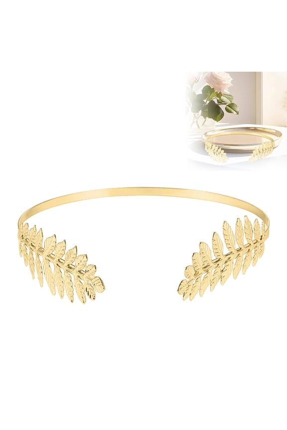 Back-worn Leaf Metal Headband,Fashion Gold Leaf Back-Worn Goddess Headpieces,Goddess Crown Hair Wrap (1pcs-A, ONE SIZE) P