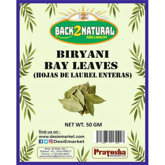 Back2Natural Bay Leaf (Leaves) Whole Spice Hand Selected Extra Large 1.75oz (50g) ~ All Natural | Gluten Friendly | NON-GMO | Vegan | Indian Origin (Tej Patta)